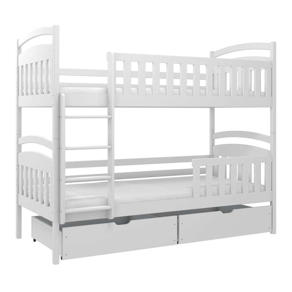 Poschodová posteľ biela AGATKA 2S, s roštom