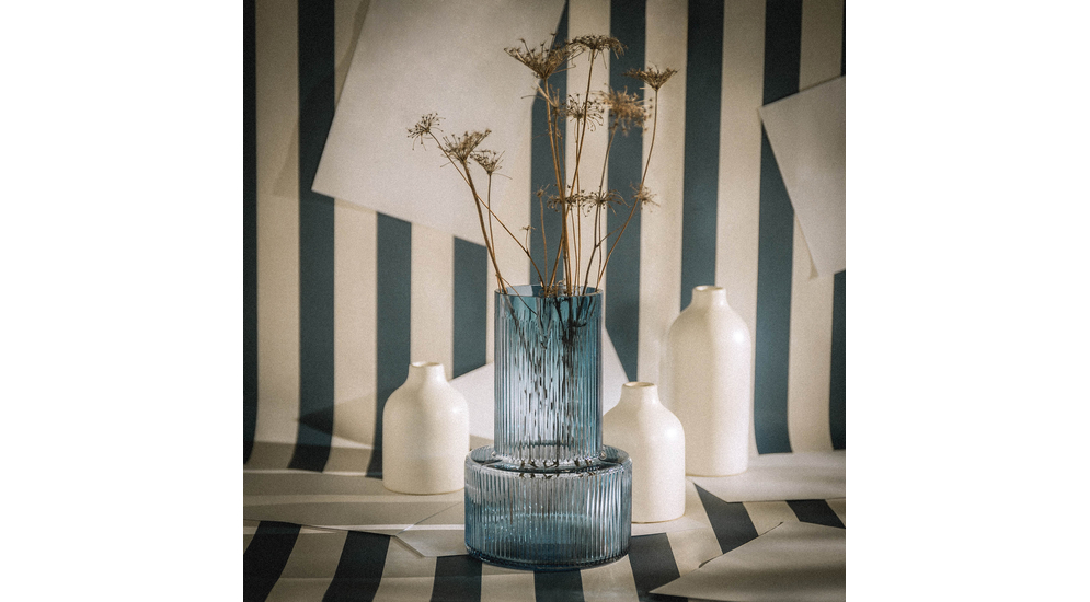 Modrá sklenená váza 25 cm