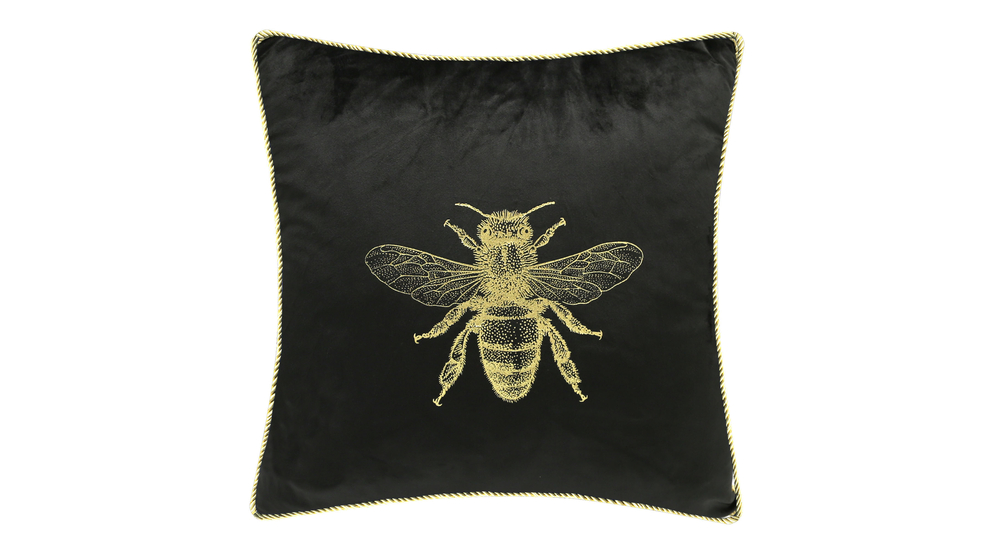 Dekoratívna obliečka čierna s včielkou AURE 45 x 45 cm