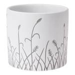 Obal na črepník s motívom kvetov biely 13 x 12 cm