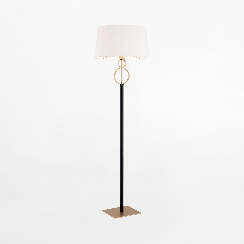 Stojacia lampa s tienidlom čierno-zlatá PERSEO