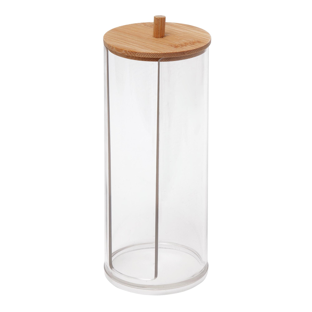 Nádoba na vatové tampóny s bambusovým vrchnákom 18,5 cm