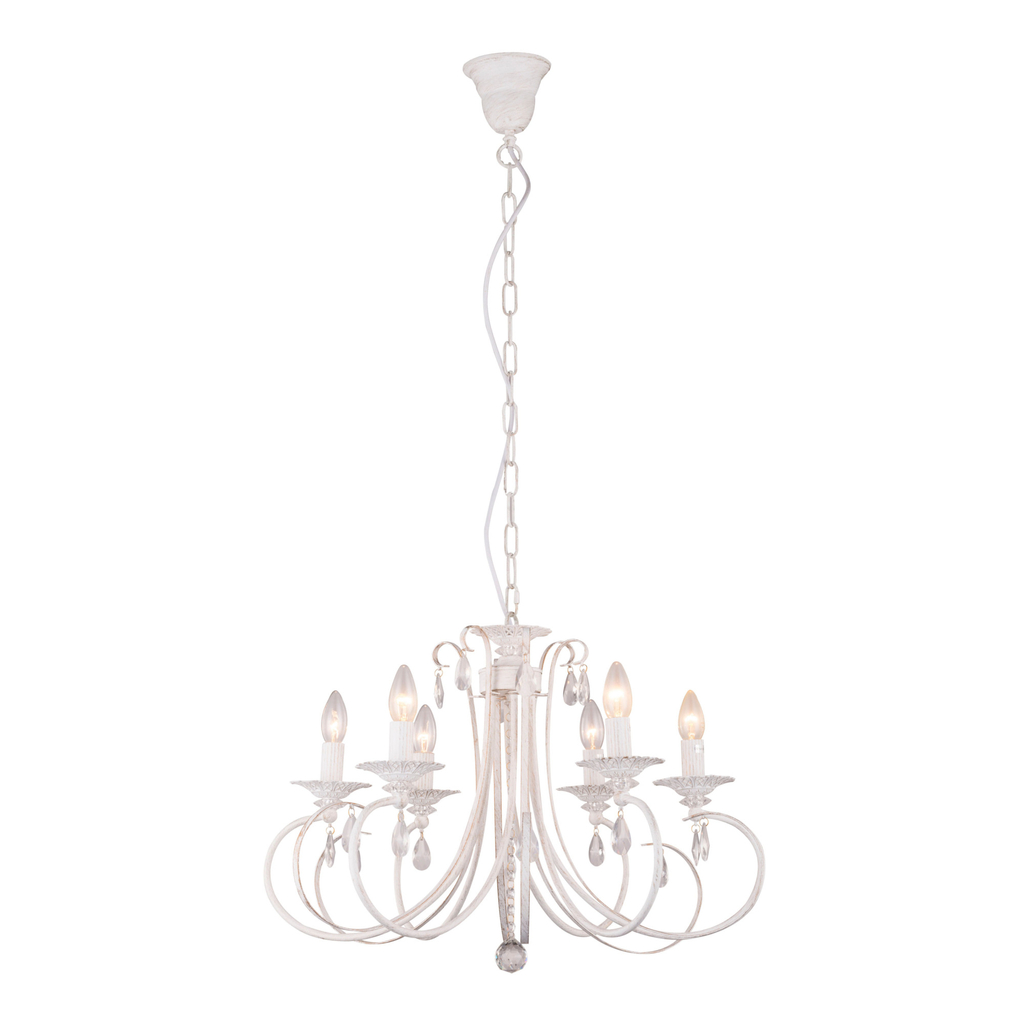 Sviečkový luster retro biely NOVIA