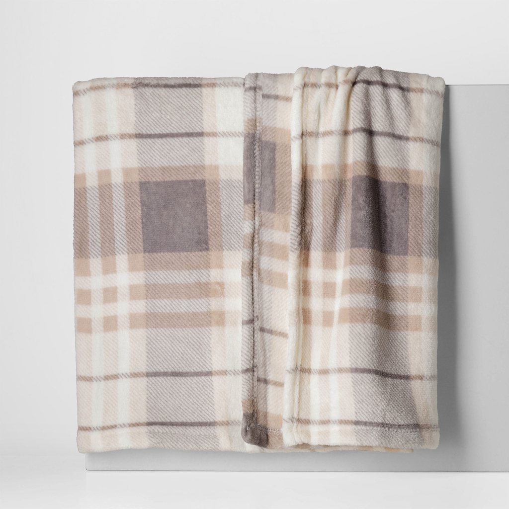 Béžová károvaná deka TYLOR 150x200 cm