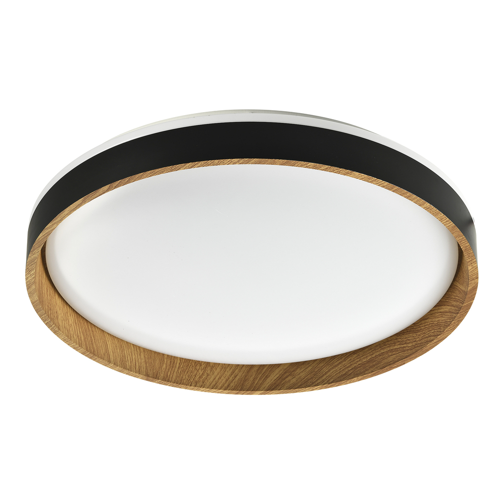 Okrúhle stropné LED svietidlo BOIS svetlé drevo, čierna 49 cm