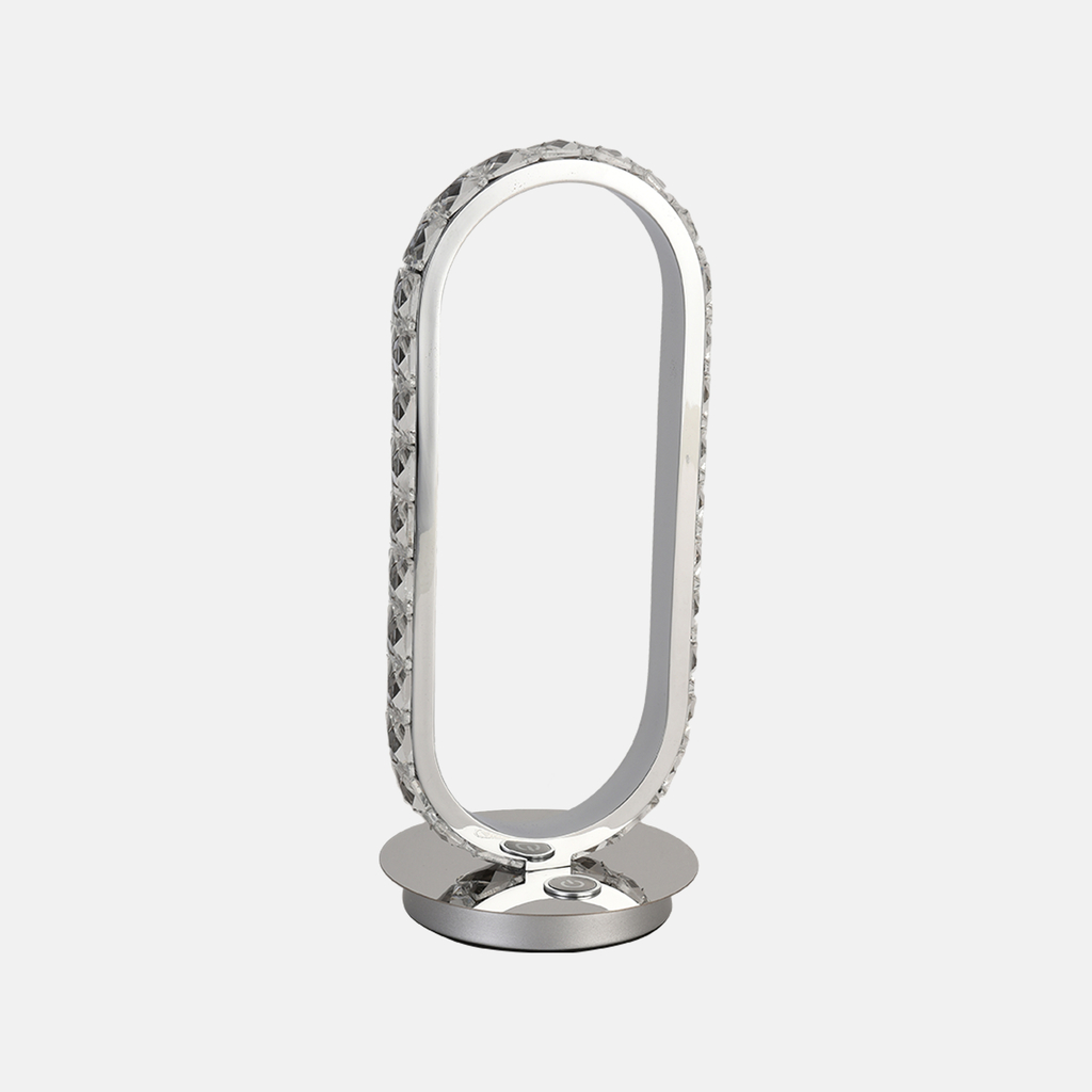 Oválna chrómová stolná LED lampa HARLEY