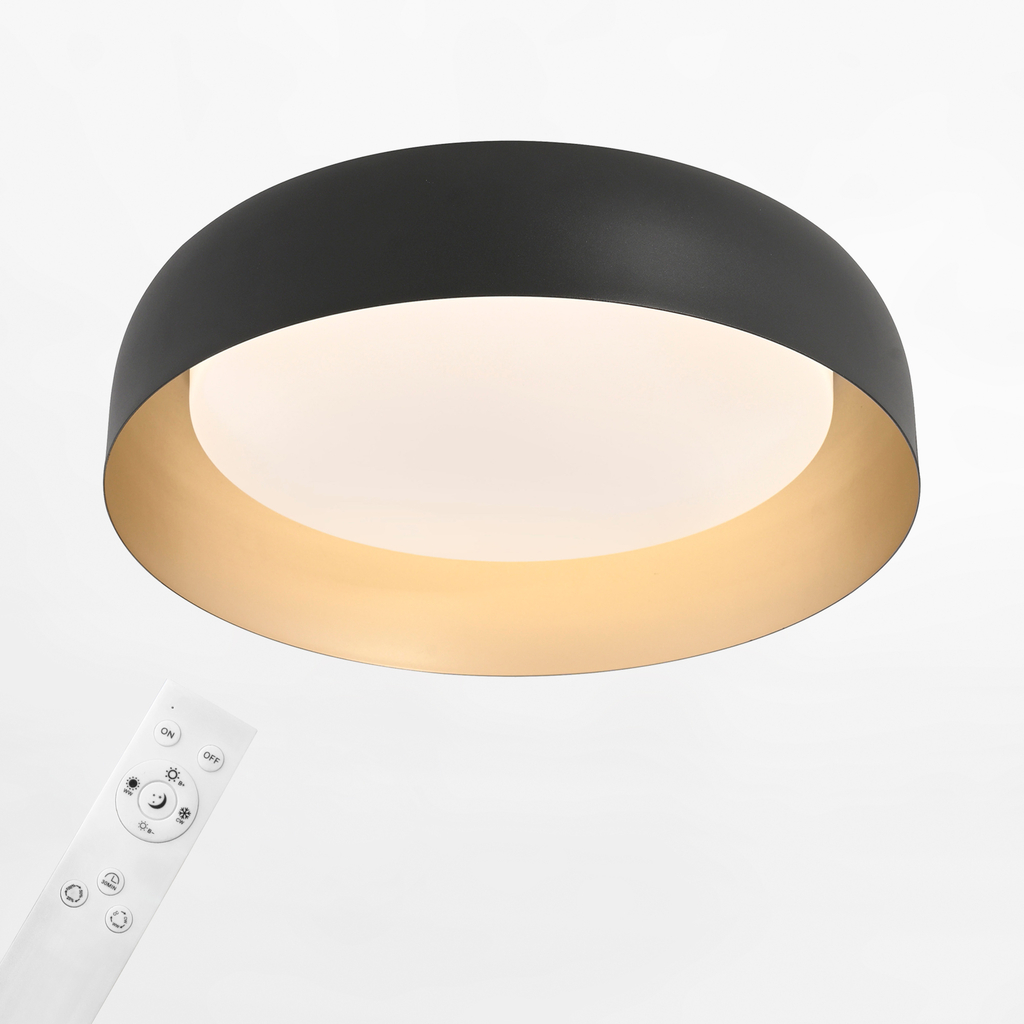 Stropné svietidlo LED čierno-zlaté OSKO s diaľkovým ovládaním fi 40 cm