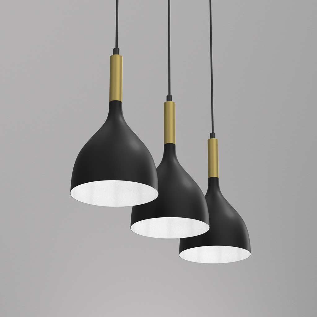 Čierno-zlaté závesné svietidlo NOAK III, 3xE27