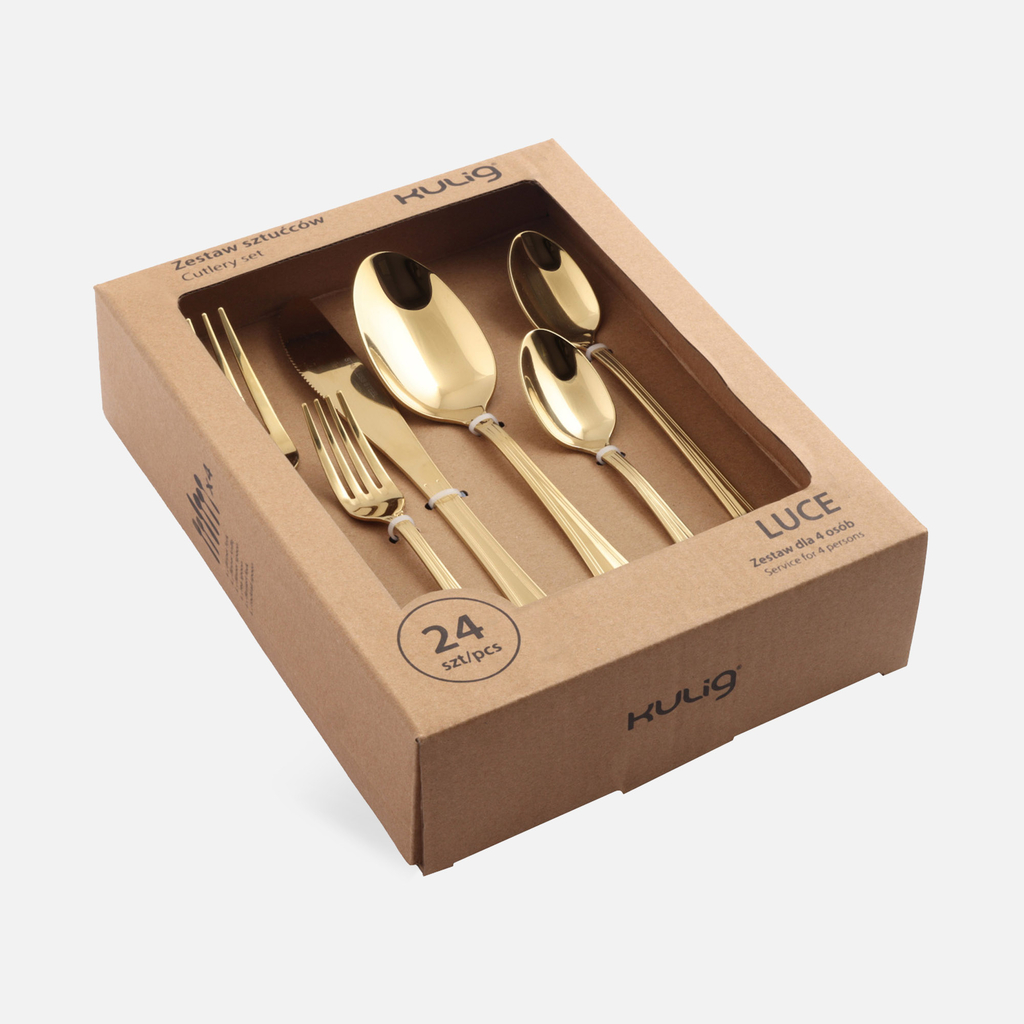 Súprava zlatých príborov LUCE, 24-dielna