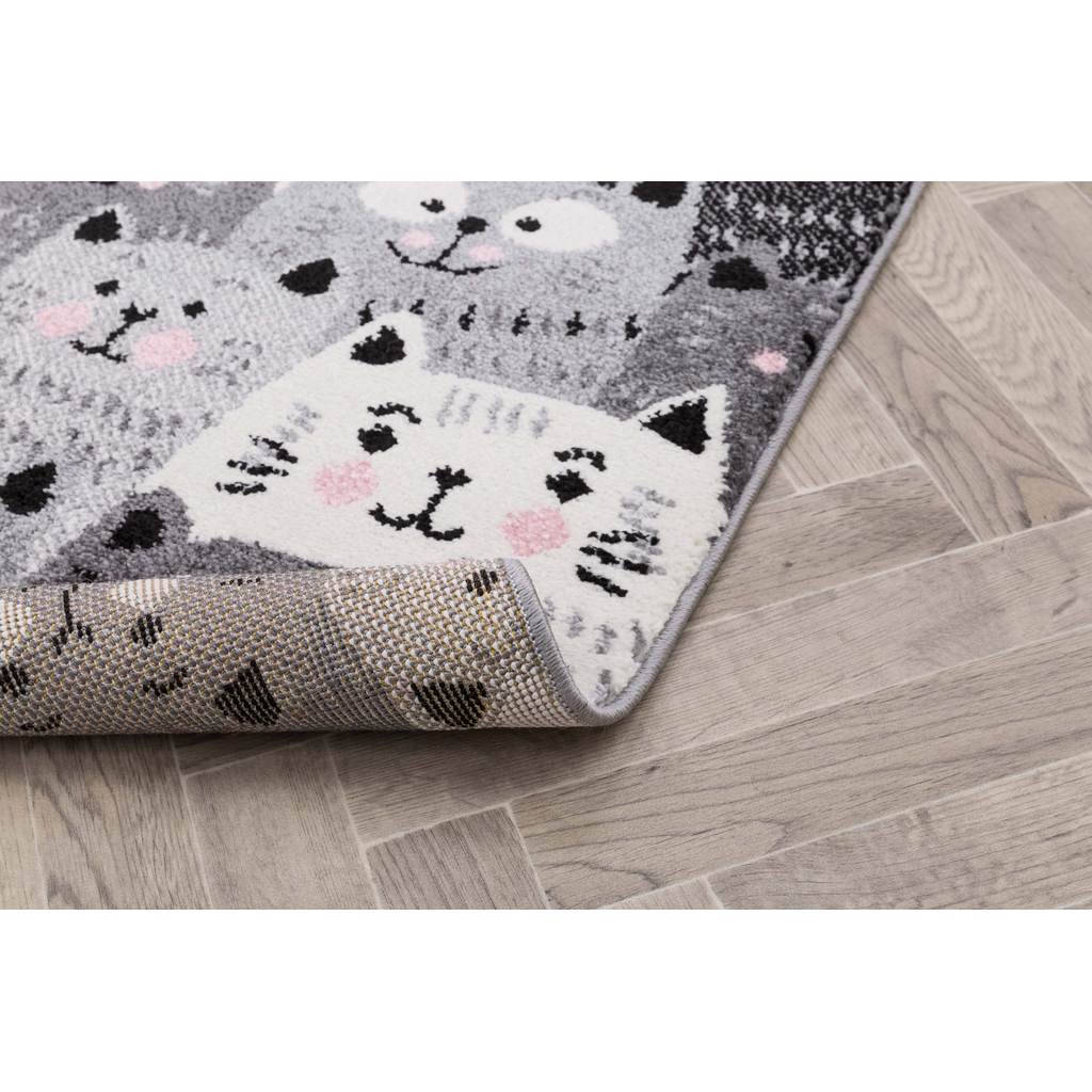 Sivý koberec, mačky HAPPY 80x150 cm