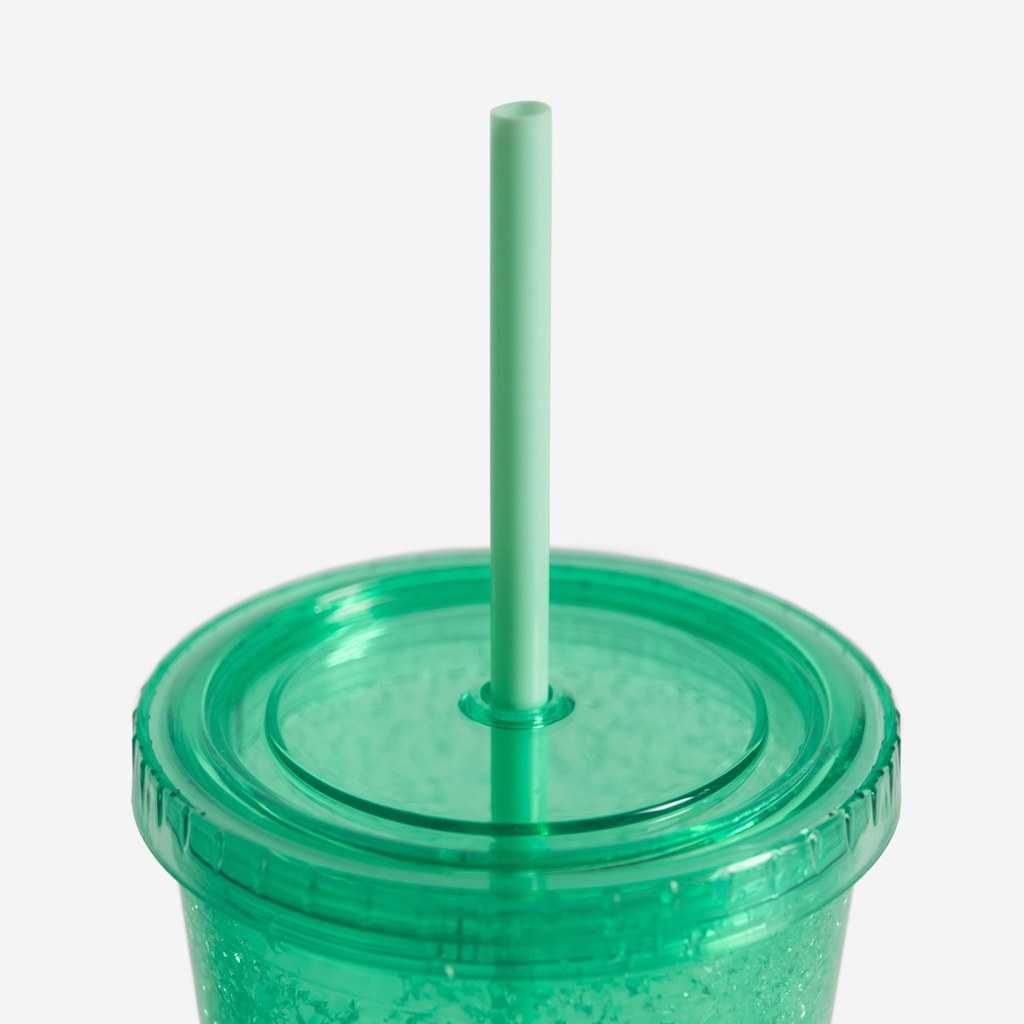 Plastový pohár so slamkou zelený 500 ml