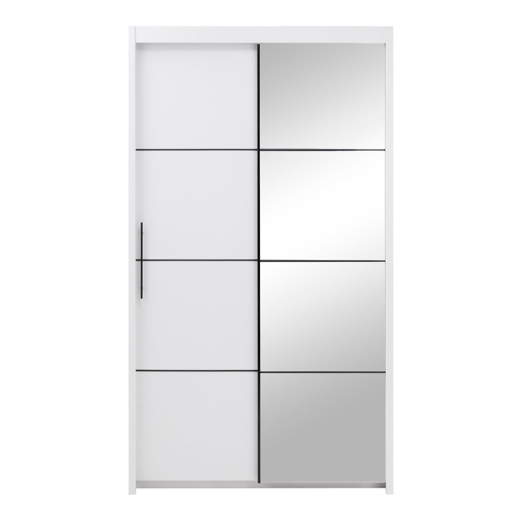 Skriňa s posuvnými dverami a zrkadlom biela INOVA 120 cm