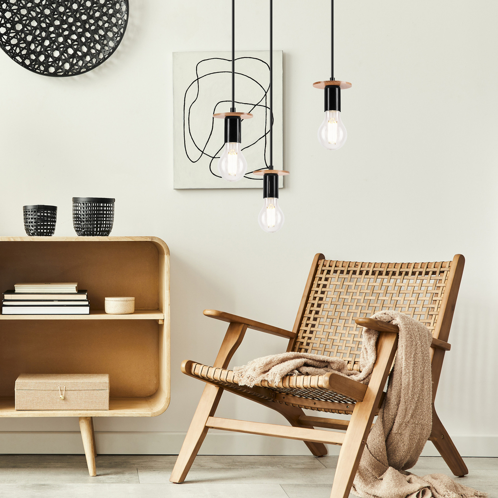 Moderné závesné svietidlo ANGELINA 3 čierne