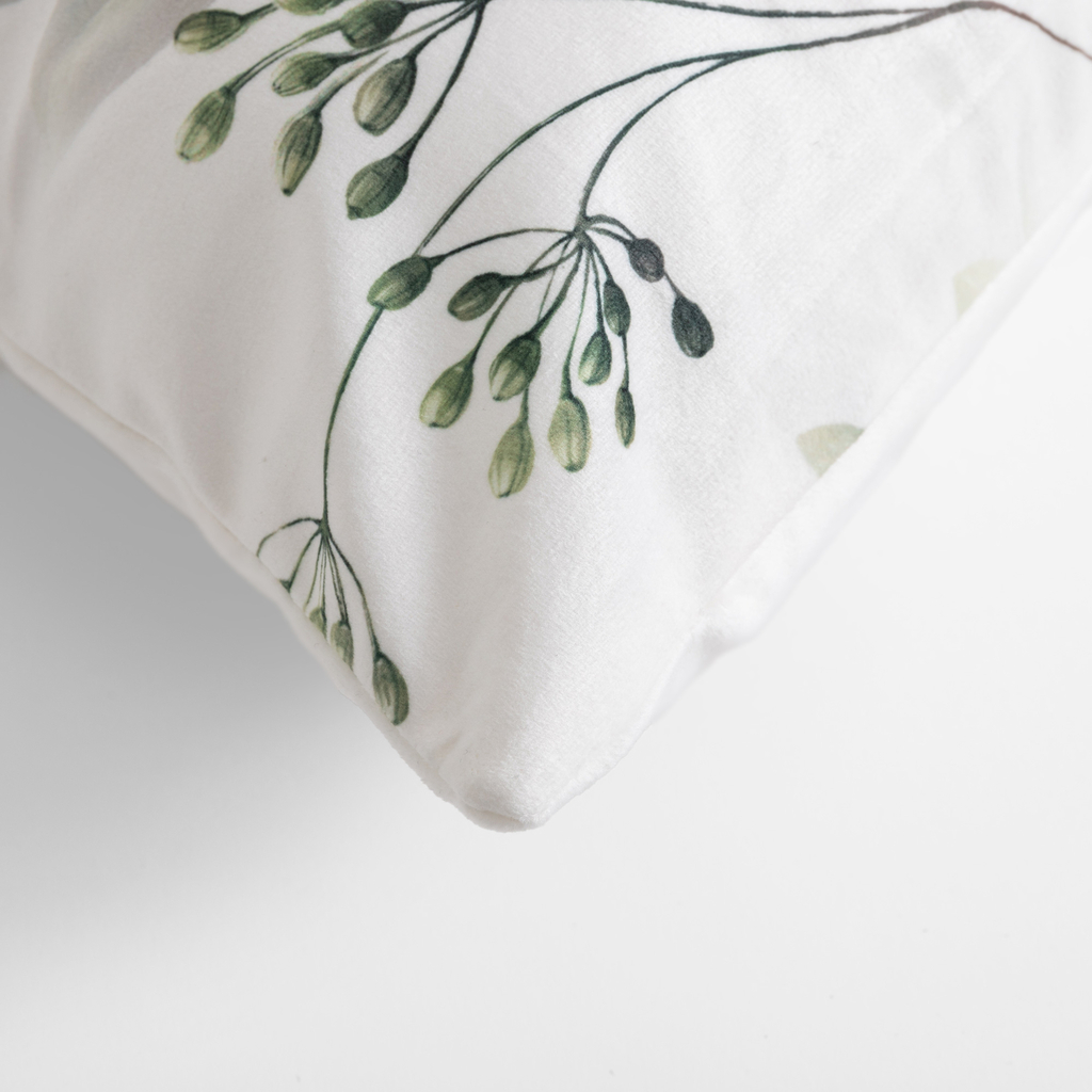 Dekoračná obliečka na vankúš LISTY v bielej farbe OLIVE 45x45 cm