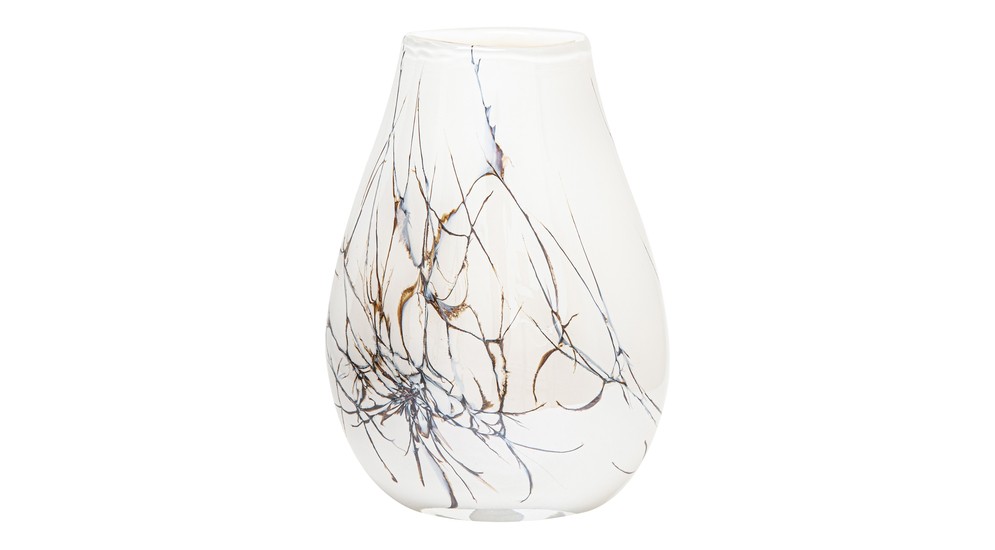 Sklenená váza RETRO biela 30 cm