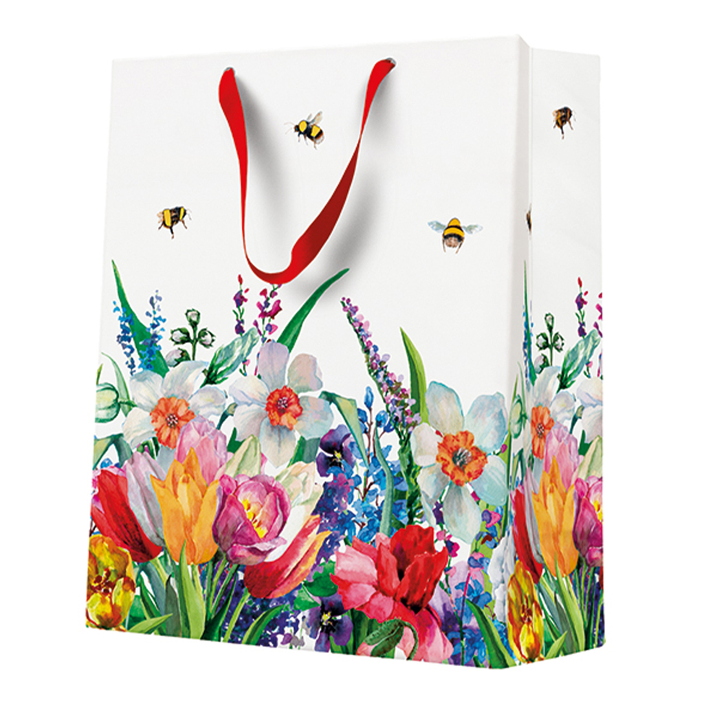 Torba na prezent w kwiaty i pszczółki