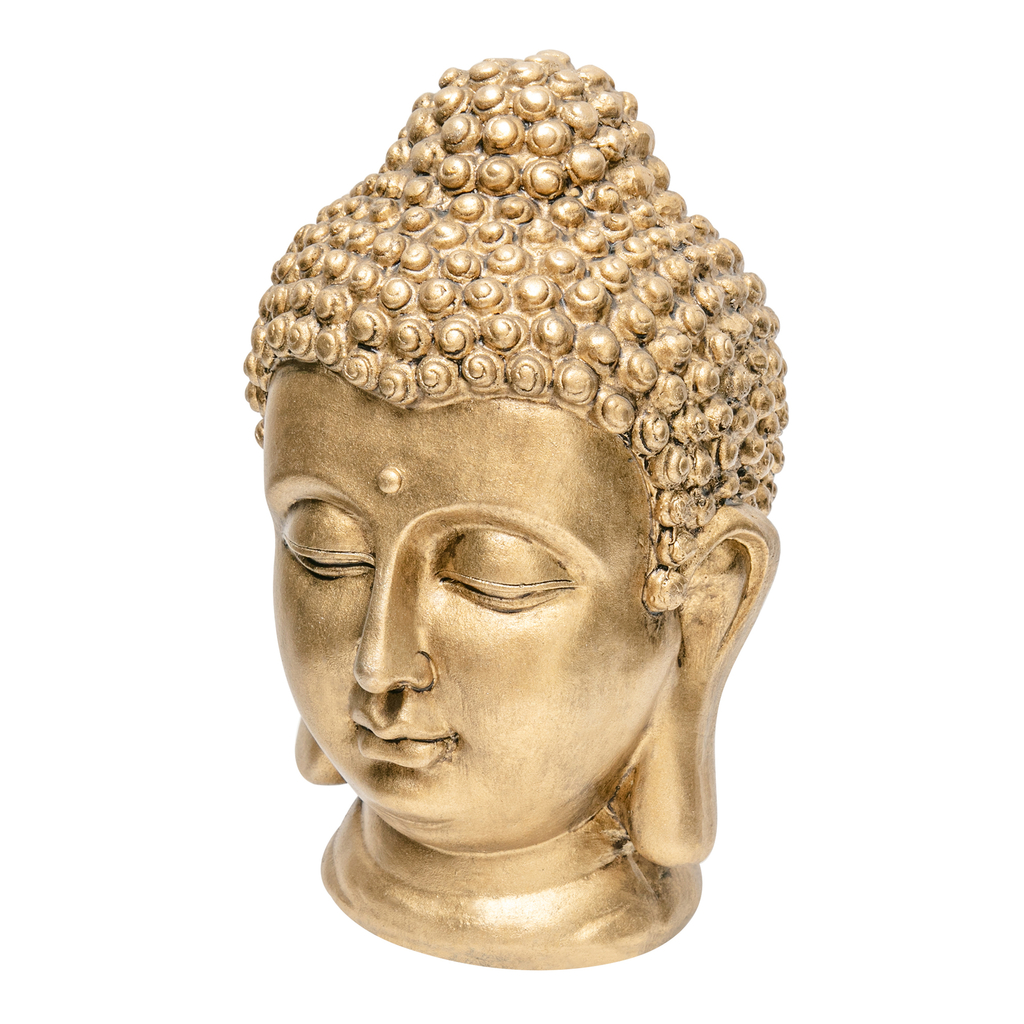 Zlatá dekoratívna figúrka HLAVA BUDHU 23 cm