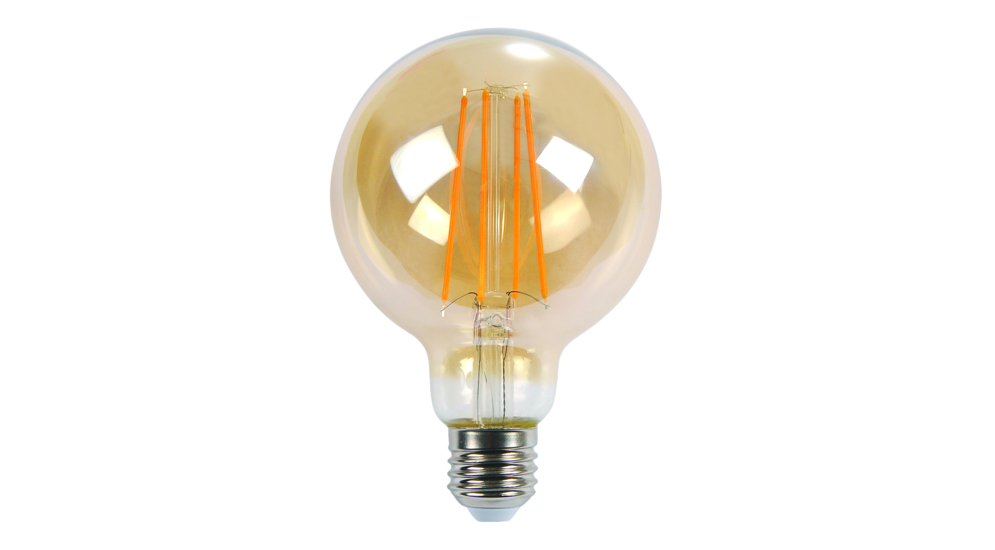 Dekoratívna LED žiarovka E27 6W teplá farba ORO-E27-G125-FL-AMBER-6W