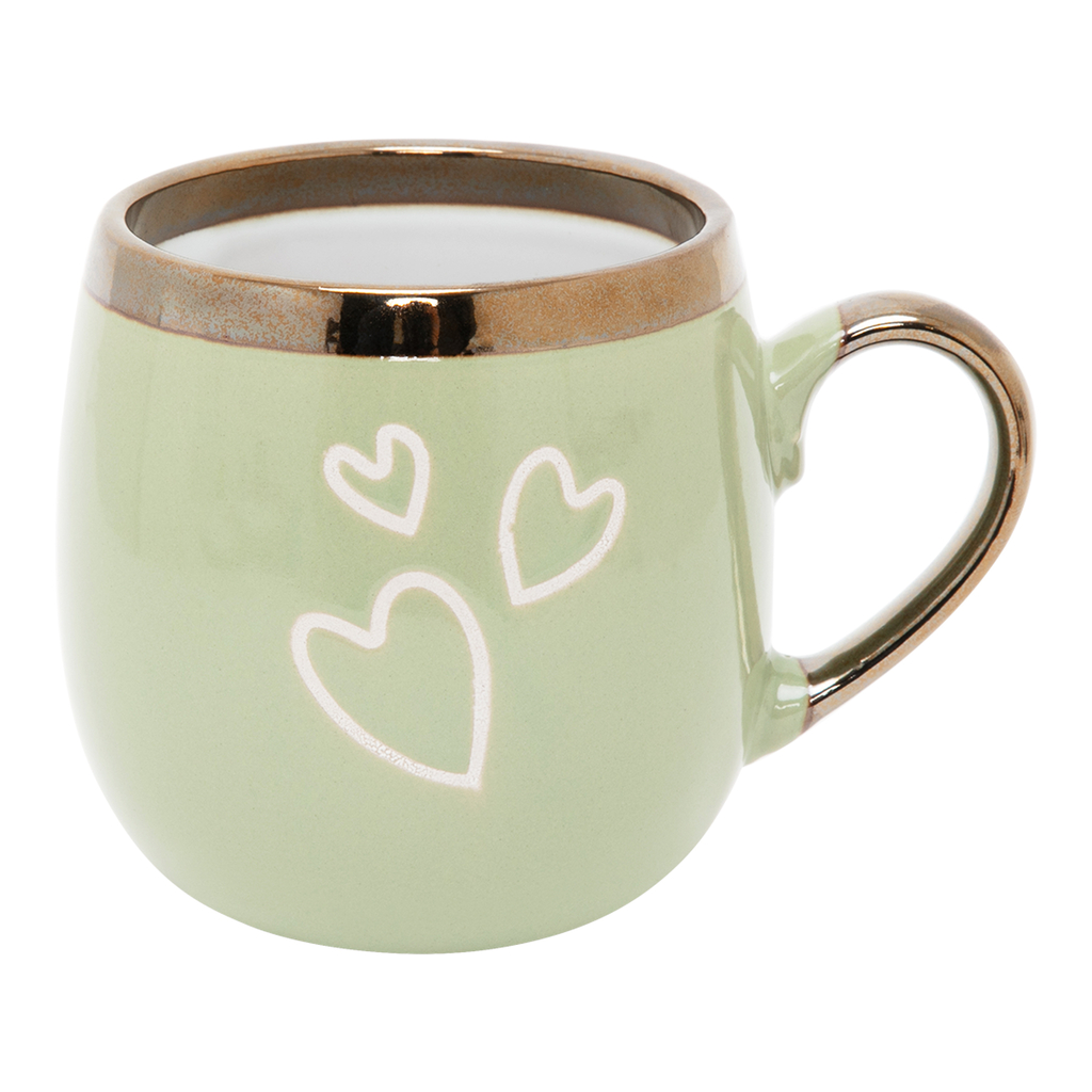 Keramický zelený hrnček so srdiečkami TASS 400 ml
