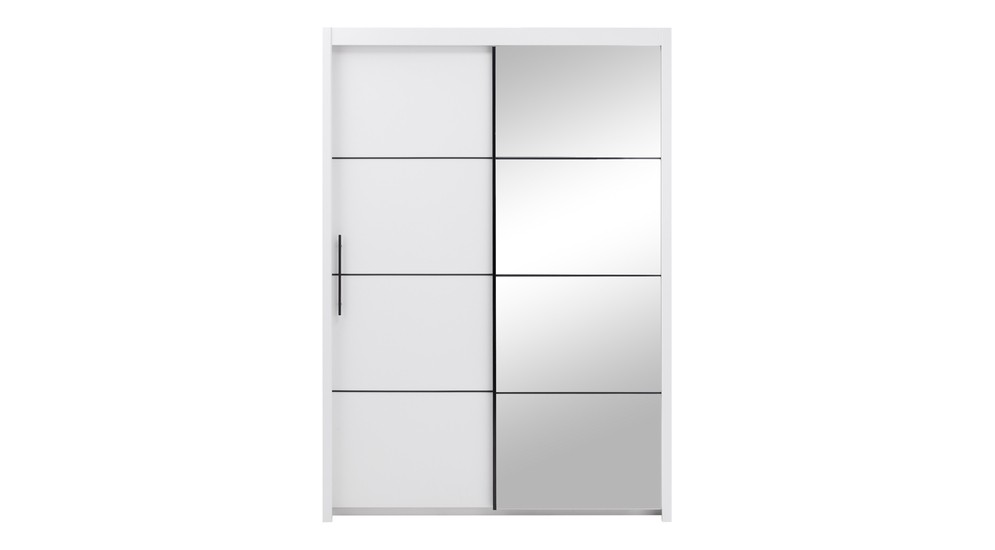 Skriňa s posuvnými dverami, so zrkadlom, biela INOVA 150 cm