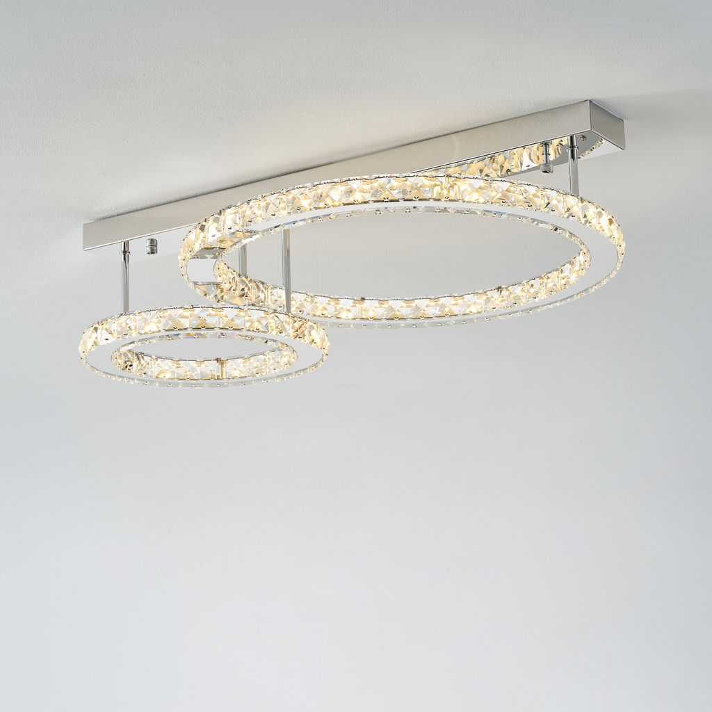 Stropné LED svietidlo GIRONA 2 krúžky chróm