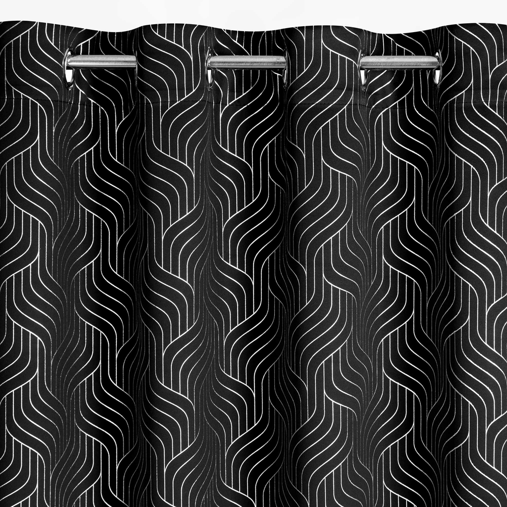 Záves na priechodkách v čiernej a striebornej farbe OLETA 140x250 cm
