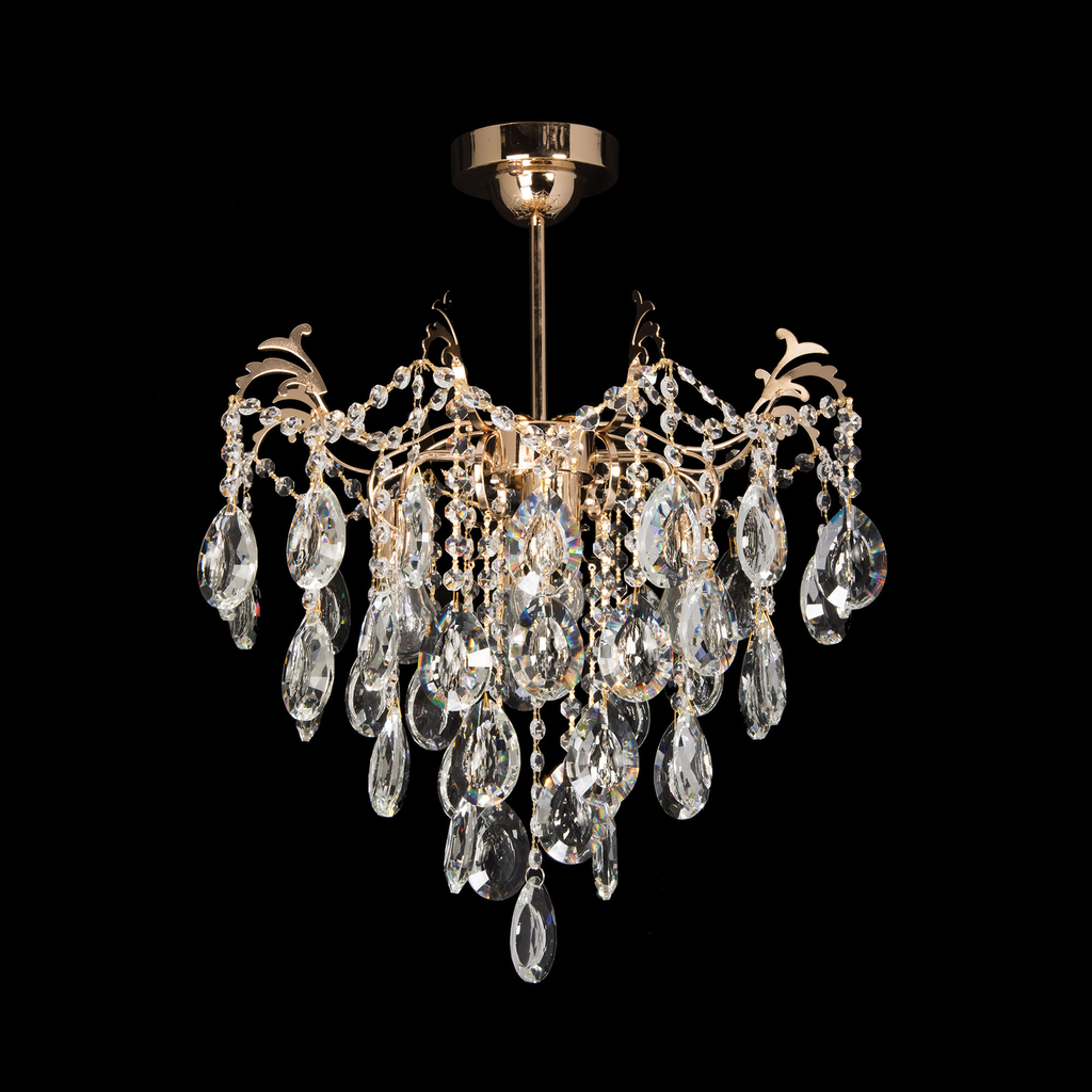 Kryštálové stropné svietidlo glamour zlaté fi 50 cm