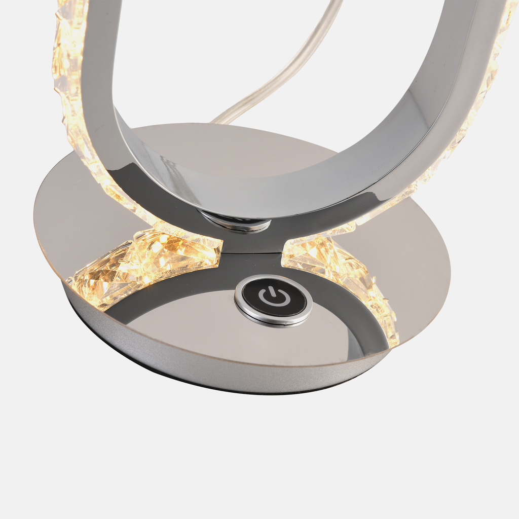 Oválna chrómová stolná LED lampa HARLEY