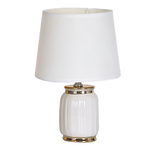 Stolná lampa glamour bielo-zlatá 26,5 cm