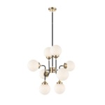 Čierno-zlatý luster RIANO 76 cm, opálové tienidlo