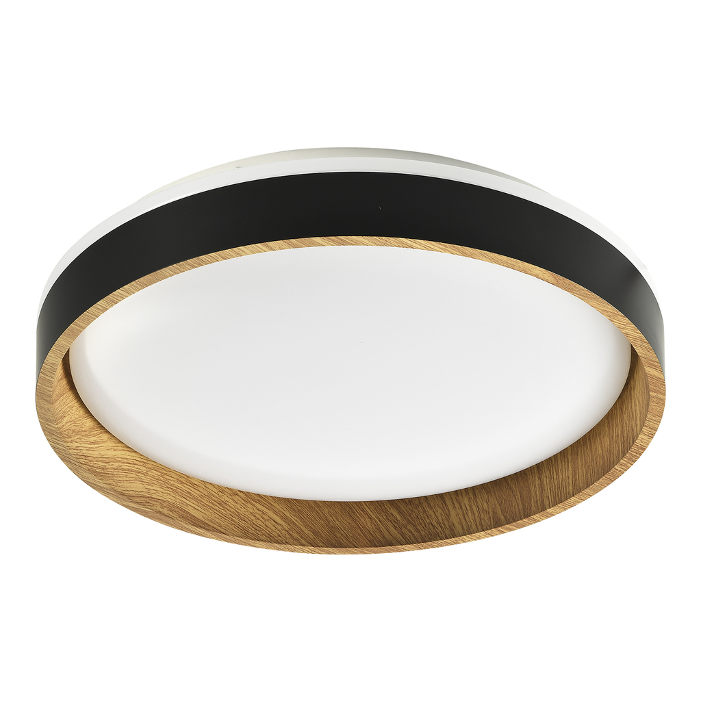 Okrúhle stropné LED svietidlo BOIS svetlé drevo, čierna 39 cm