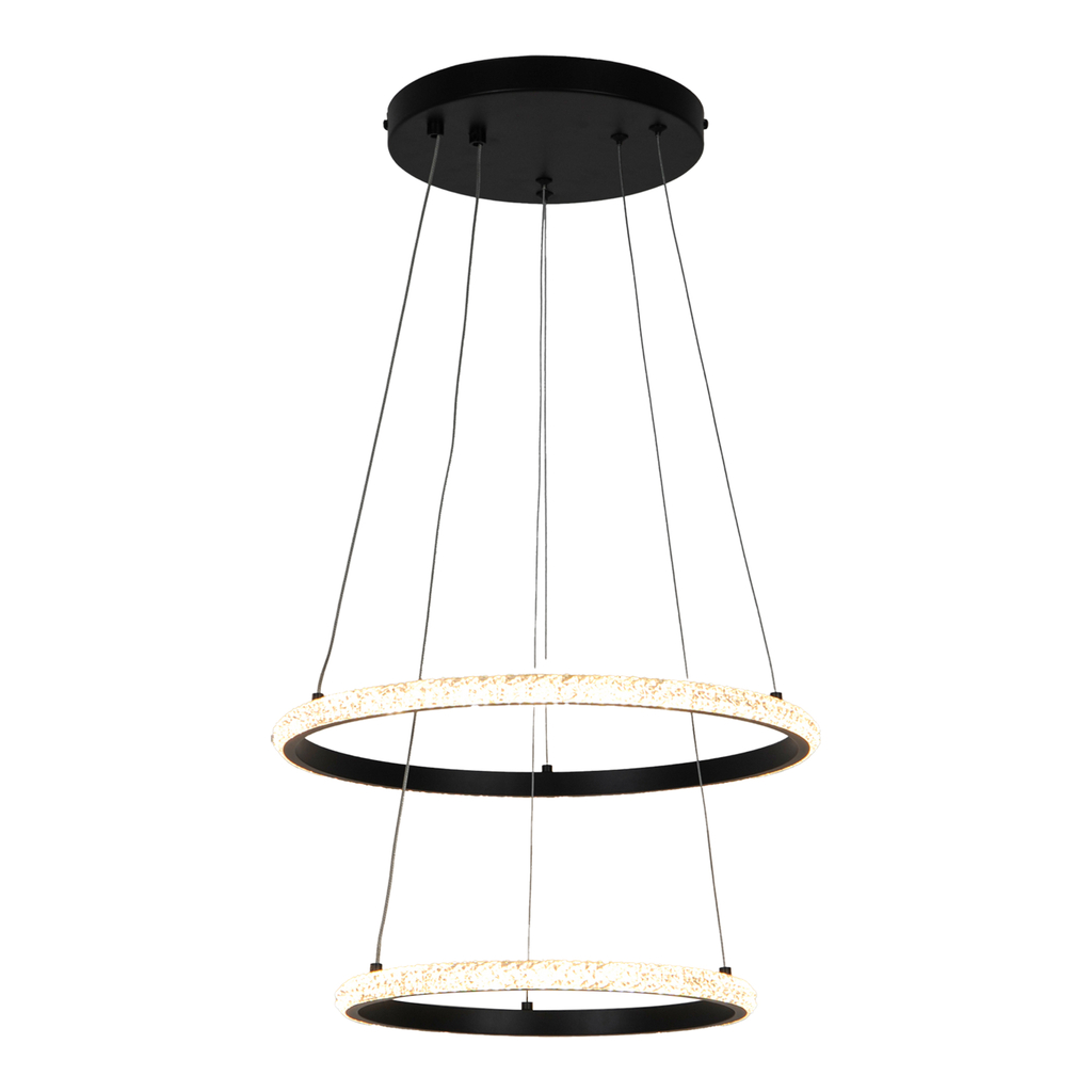 Závesné svietidlo RIDE LED 2 kruhy čierne