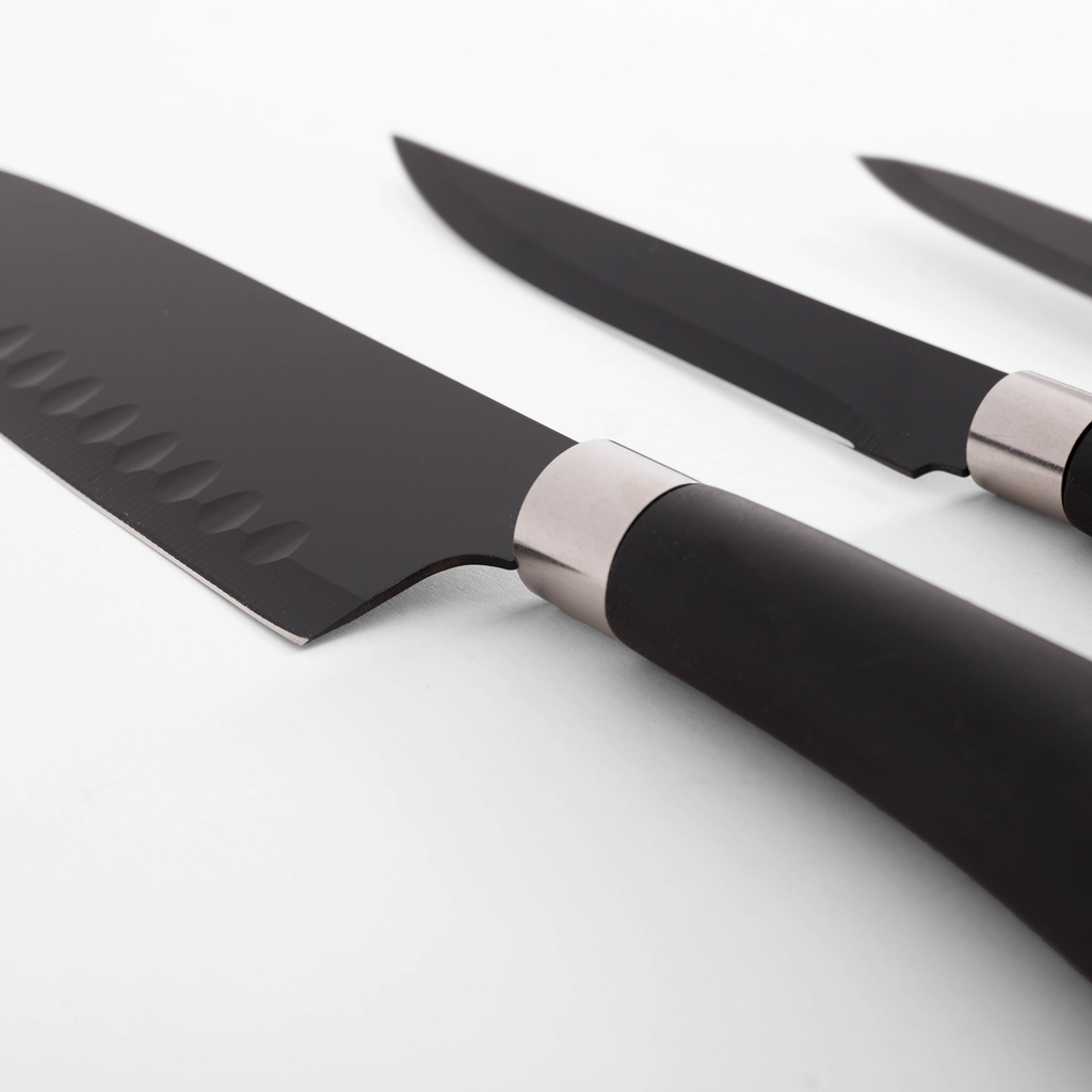 Súprava 3 kuchynských nožov, čierna