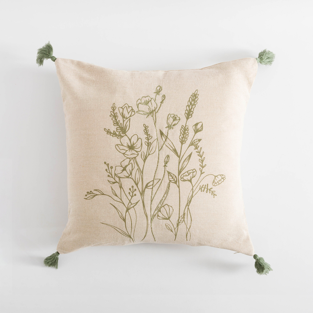 Dekoračná obliečka so strapcami zelená FLORIA 45x45 cm