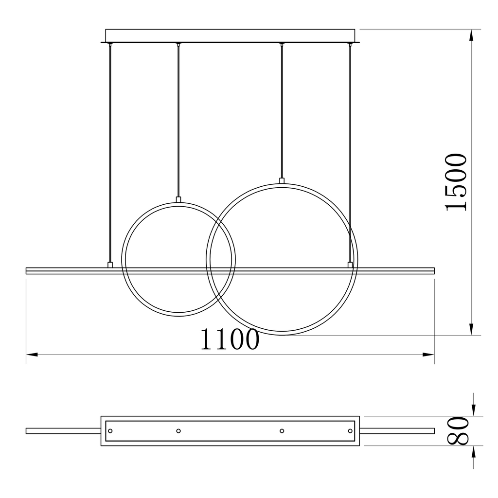 Závesné LED svietidlo CHOLET 2 kruhy zlaté