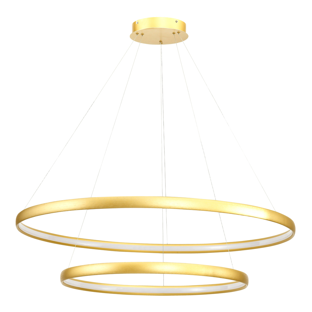 Závesná lampa LED 2 kruhy zlatá CARLO