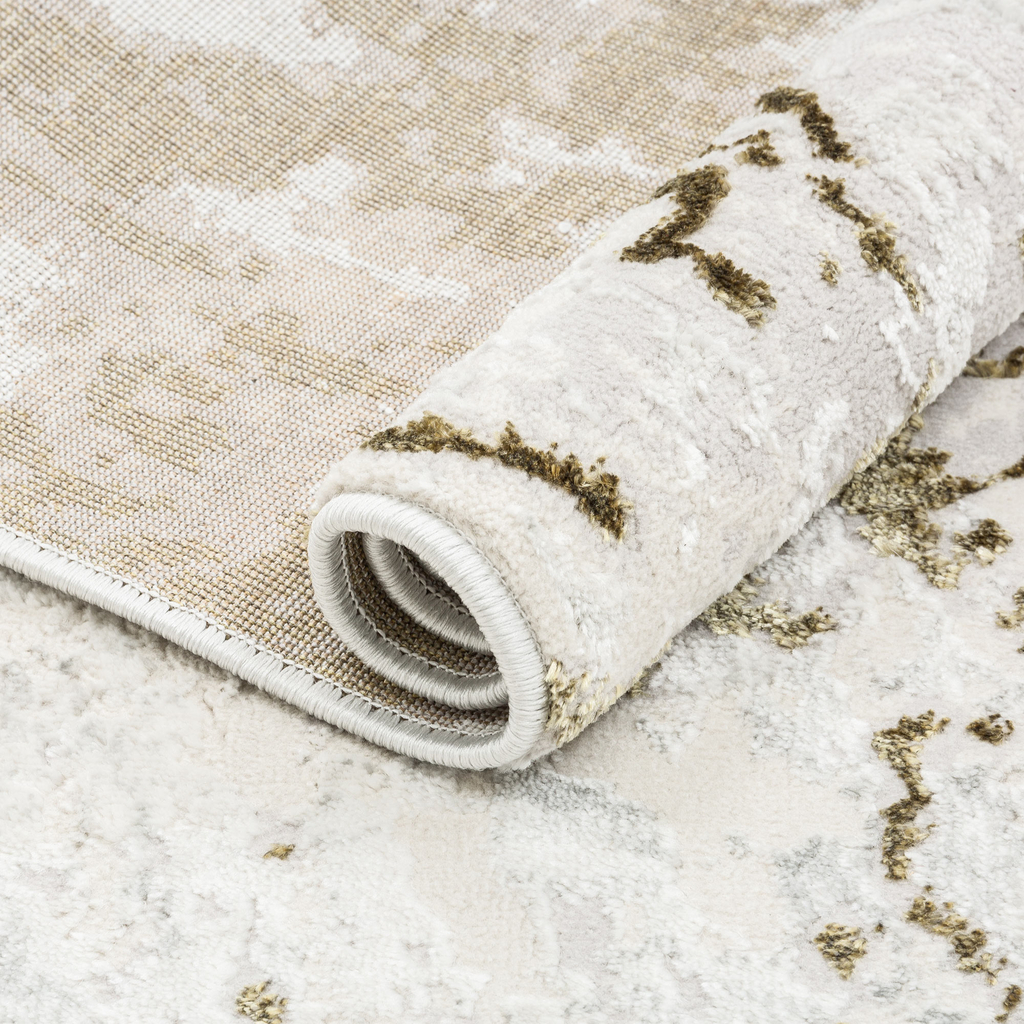 Koberec do predsiene abstraktný zlatý SUNSET 80 x 150 cm