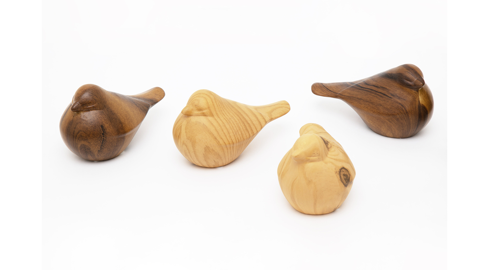 Keramická figúrka vtáčik s dreveným efektom 9 cm