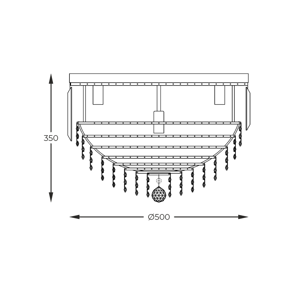 Stropné svietidlo CHARLOTTE glamour zlaté 50 cm