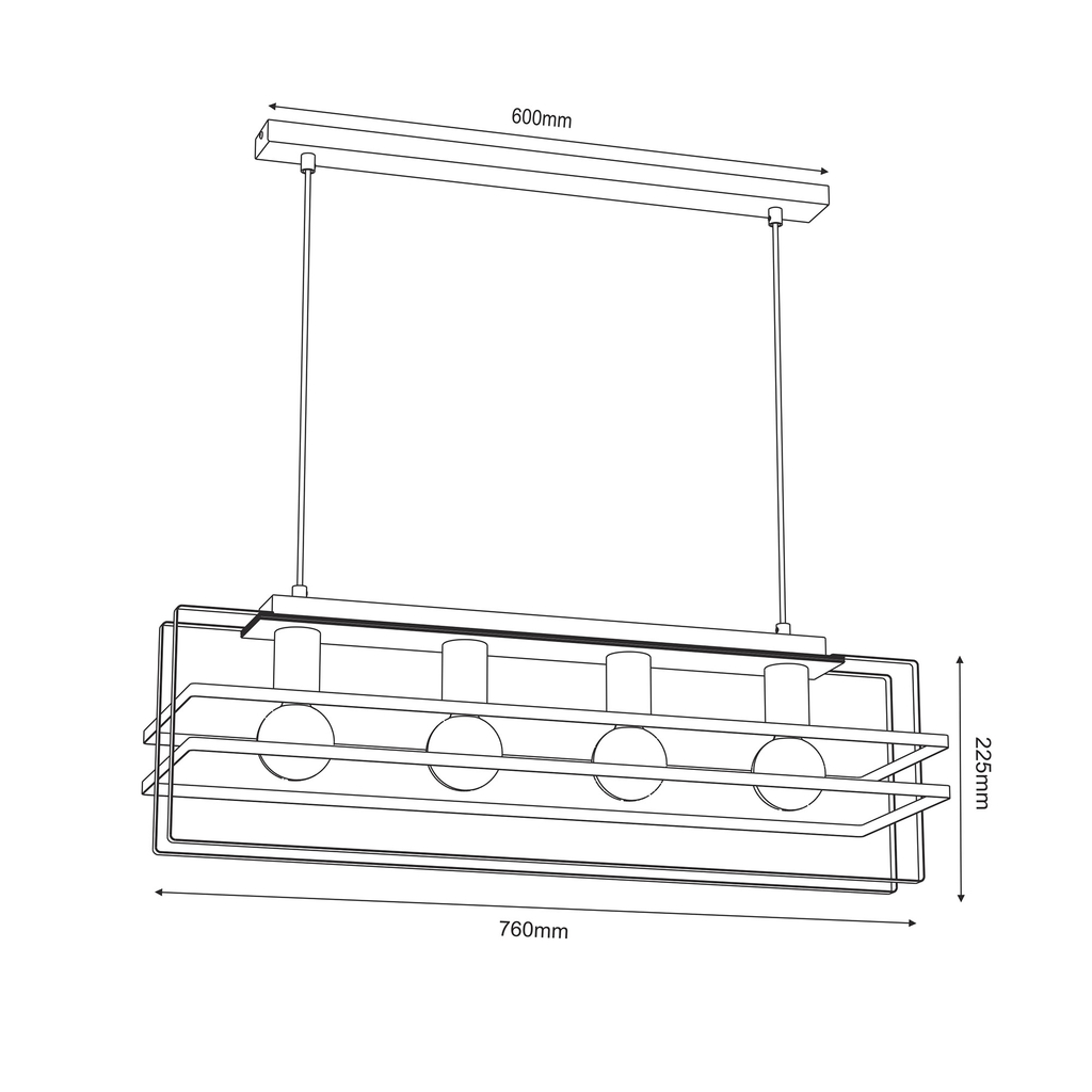 Závesné svietidlo čierny kov/svetlé drevo KORTEZ IV