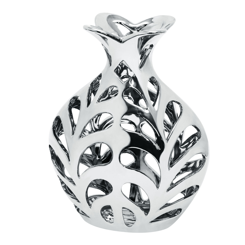 Ozdobná strieborná váza s otvormi 28 cm