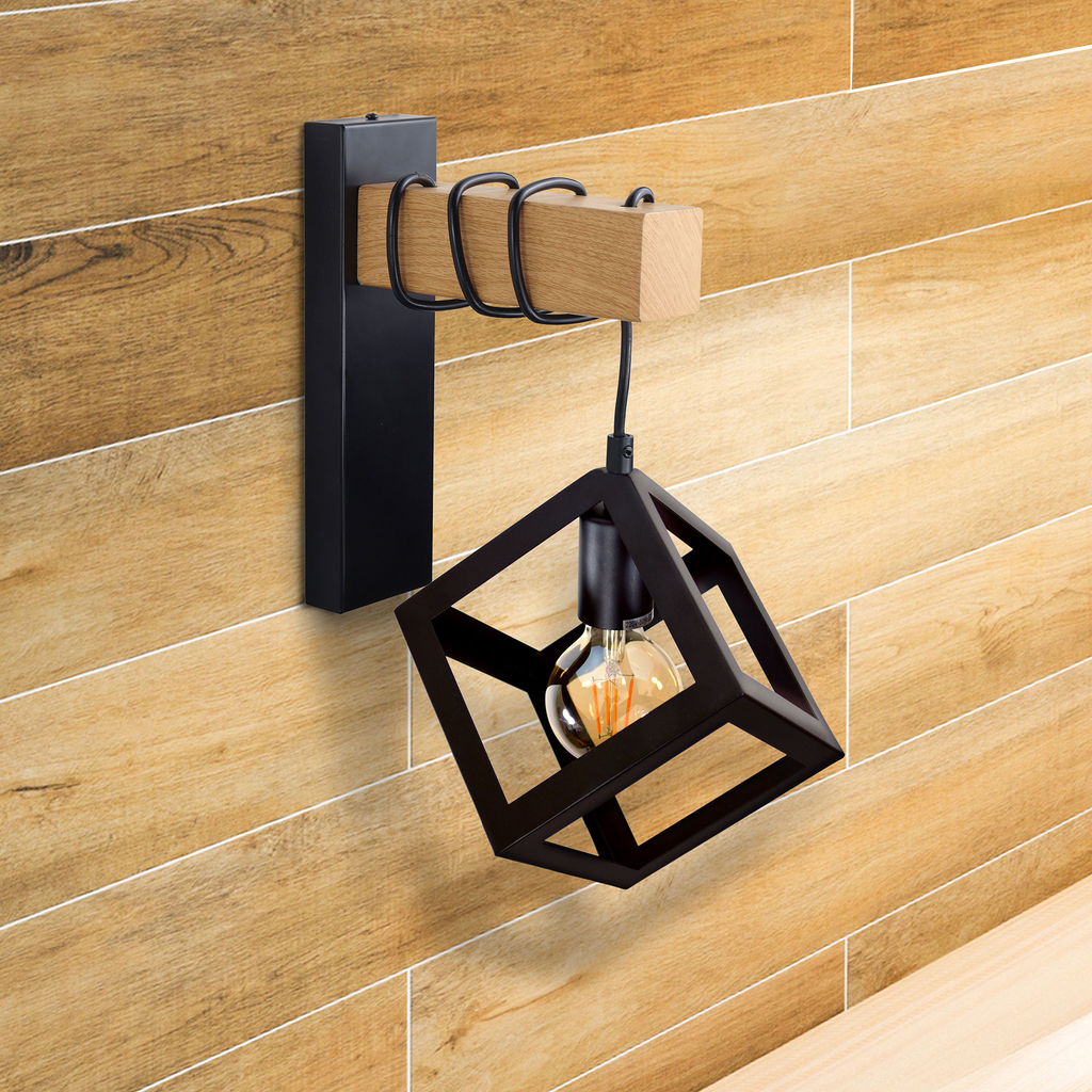 Nástenná lampa geometrická čierna SWEDEN WOOD