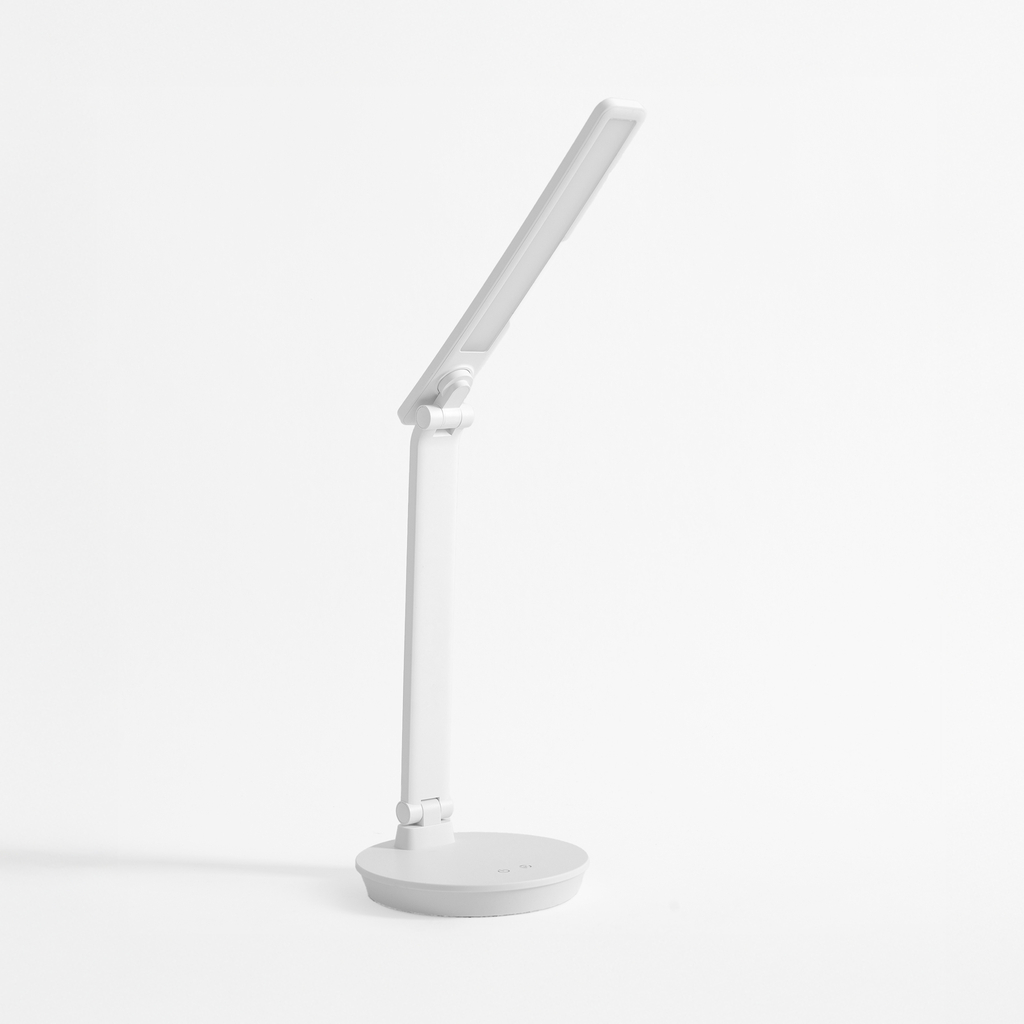 Stolná LED lampa s okrúhlou základňou biela