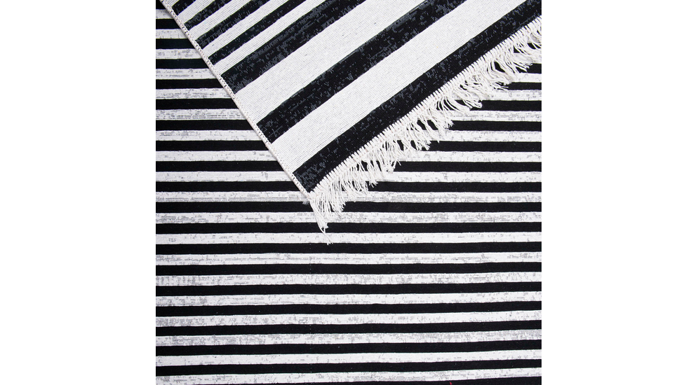 Koberec s bielo-čiernymi pruhmi BERGEN 80x150 cm