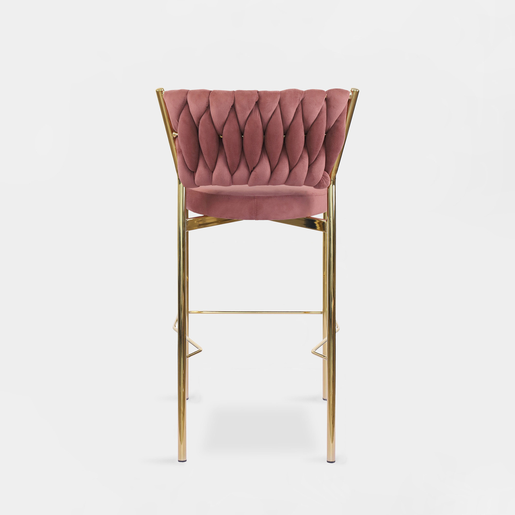 Barová stolička LIANA na zlatých nohách, ružová