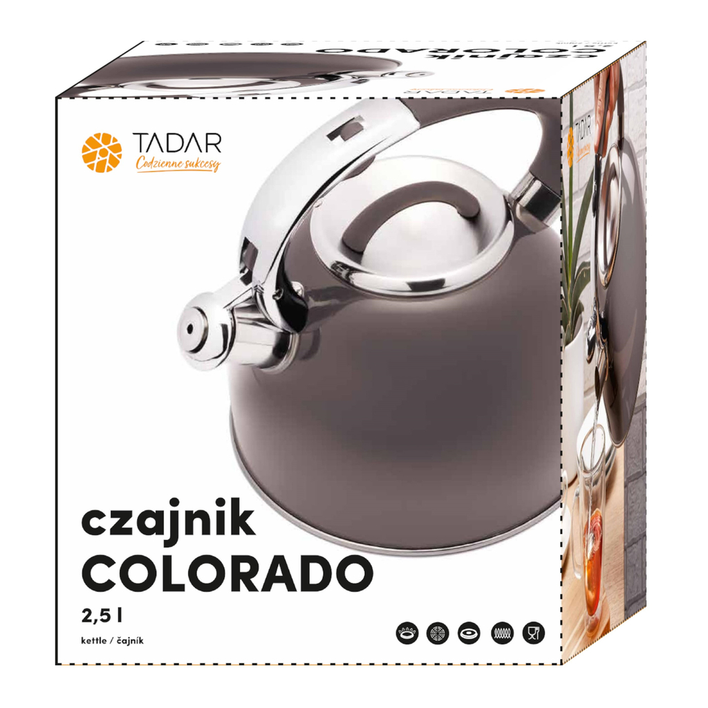 Plynová a indukčná varná kanvica šedá COLORADO 2,5 l