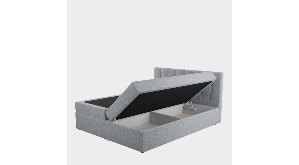 Kontinentálna posteľ PEDRO PU s topperom, sivá 180x200 cm