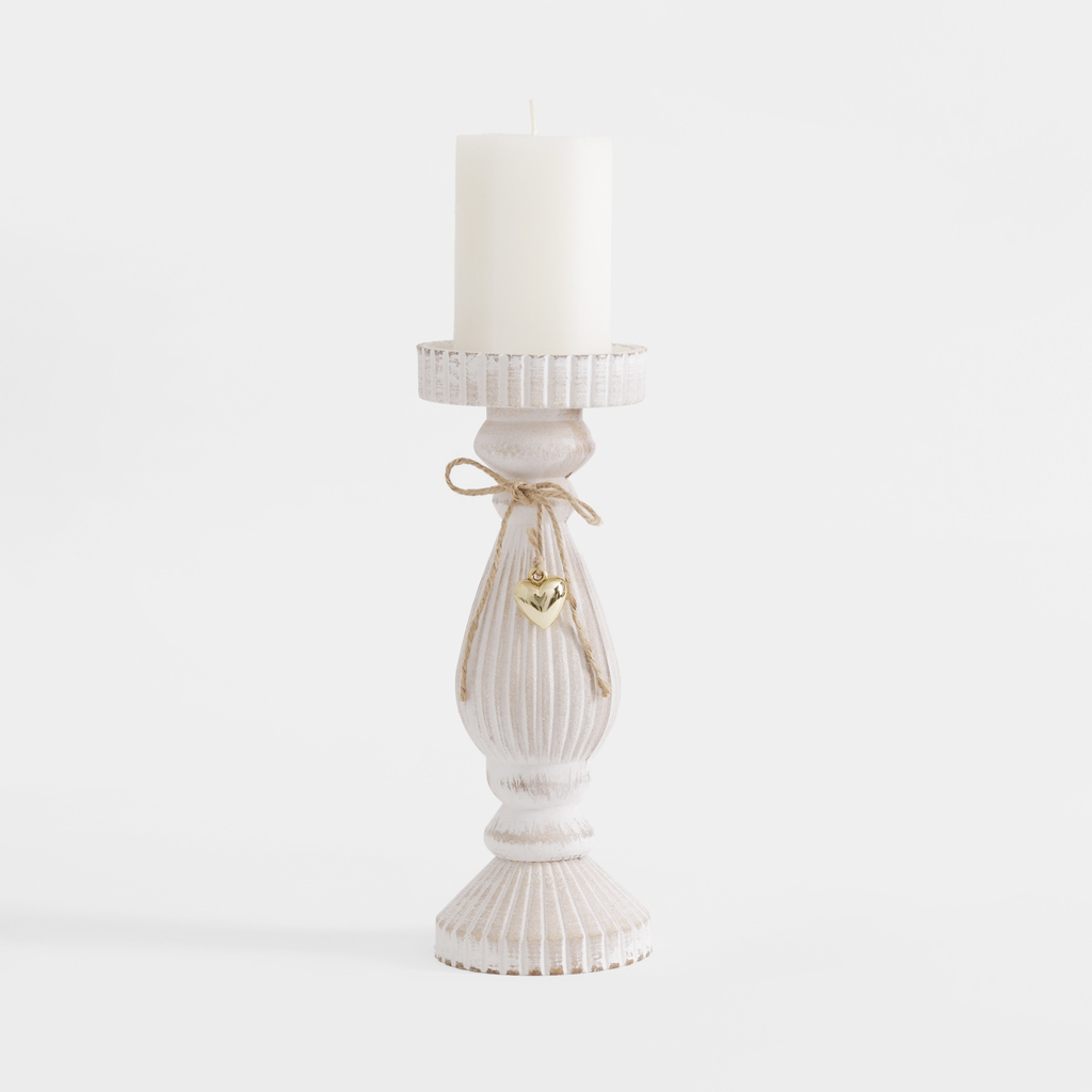 Svietnik na jednu sviečku, biely 27 cm