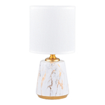 Stolná lampa s tienidlom bielo-zlatá 27 cm