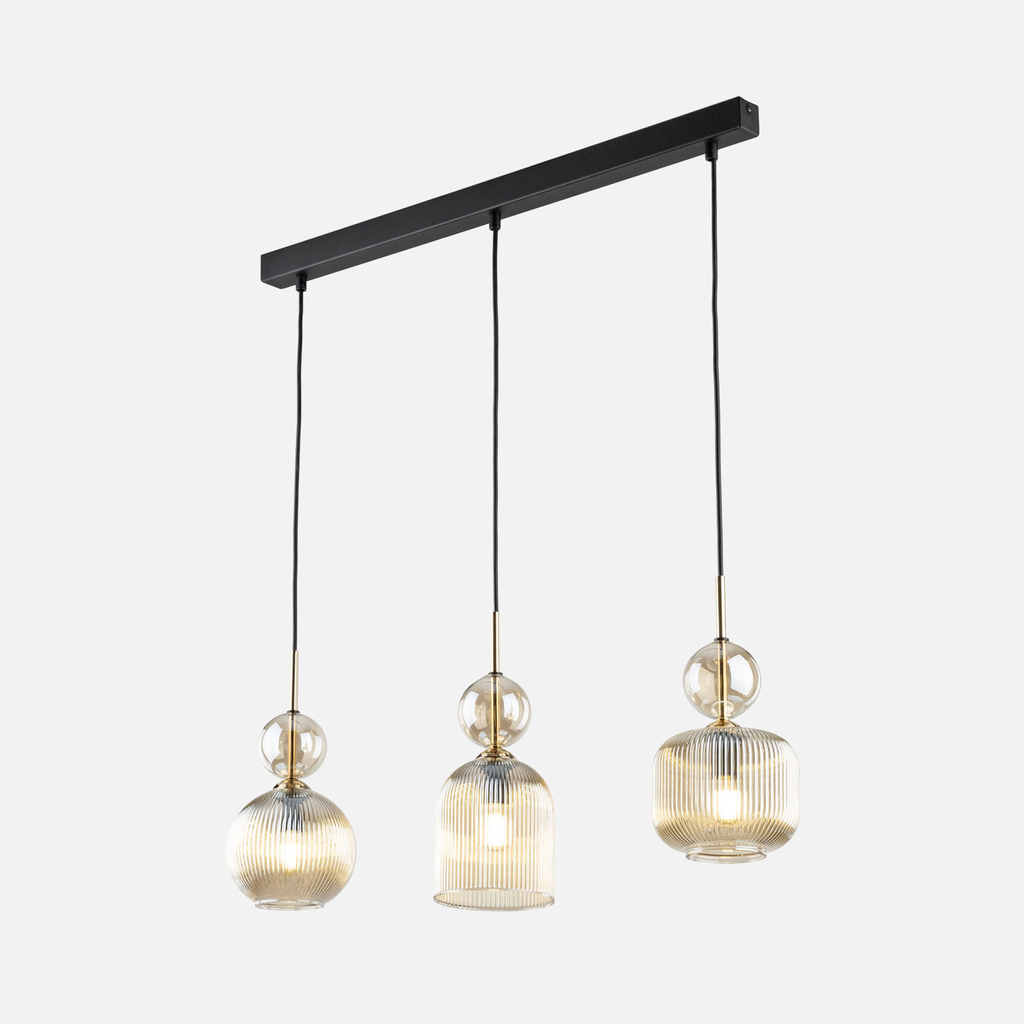 Závesné svietidlo s 3 tienidlami, obdĺžniková základňa SOPHIA COGNAC